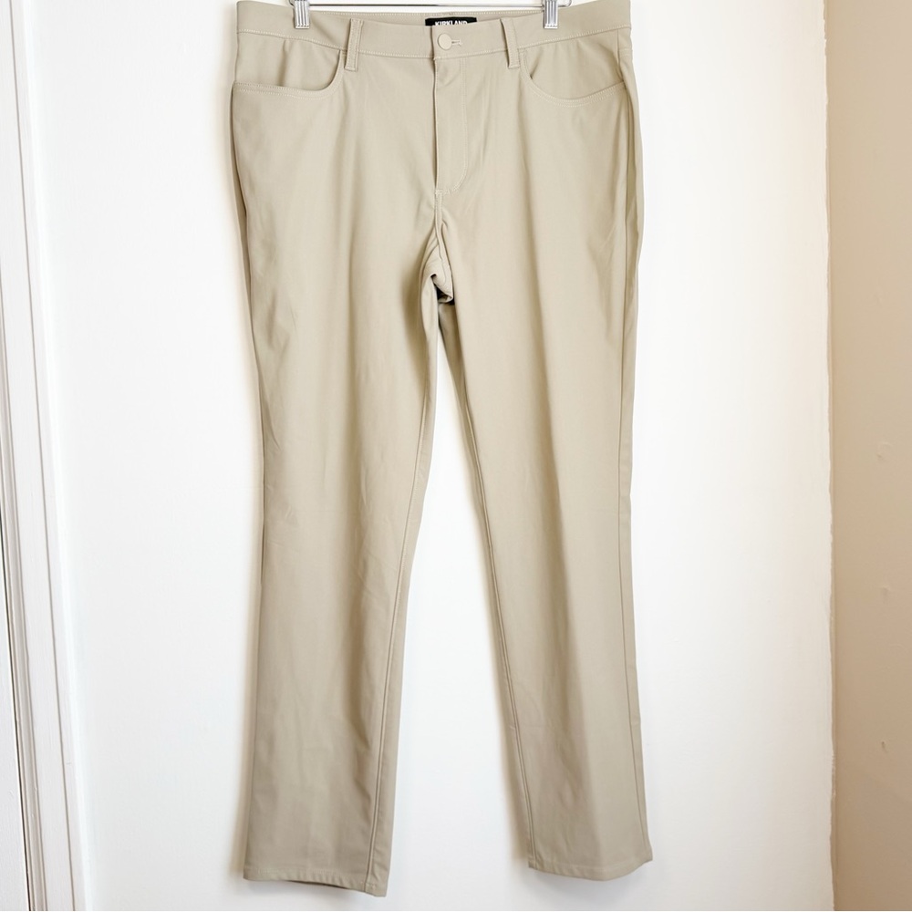 36x32 Kirkland Signature Men's Commuter Pant, A Flat Front Tan Chino